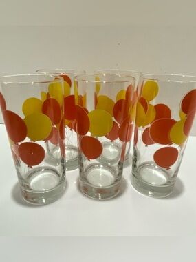 Georges Briard Balloon Glasses Tumbler Set of 5 Mid Century Red Yellow VTG RARE